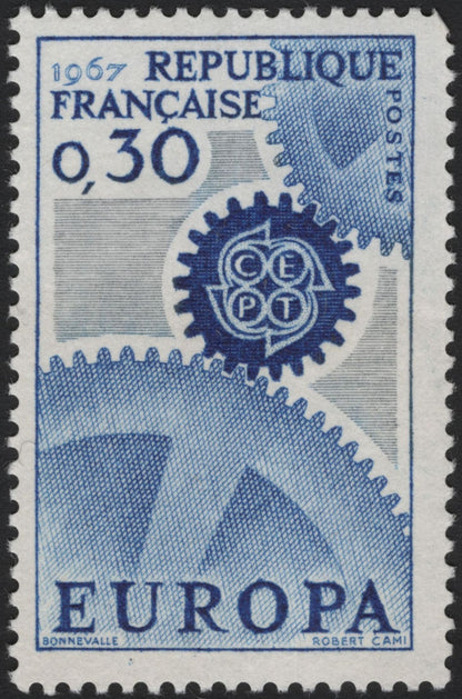 SCG5184 - France 1967 Europa CEPT “Gears” Set (0.30 Fr & 0.60 Fr)