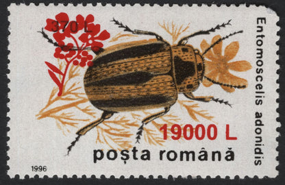 SCG5189 - Romania 1996 Entomoscelis adonidis Beetle Surcharged Issues