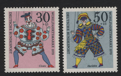 SCG5248 - Germany 1970 – Welfare Issue: Clown and Harlequin (Puppet Motifs)