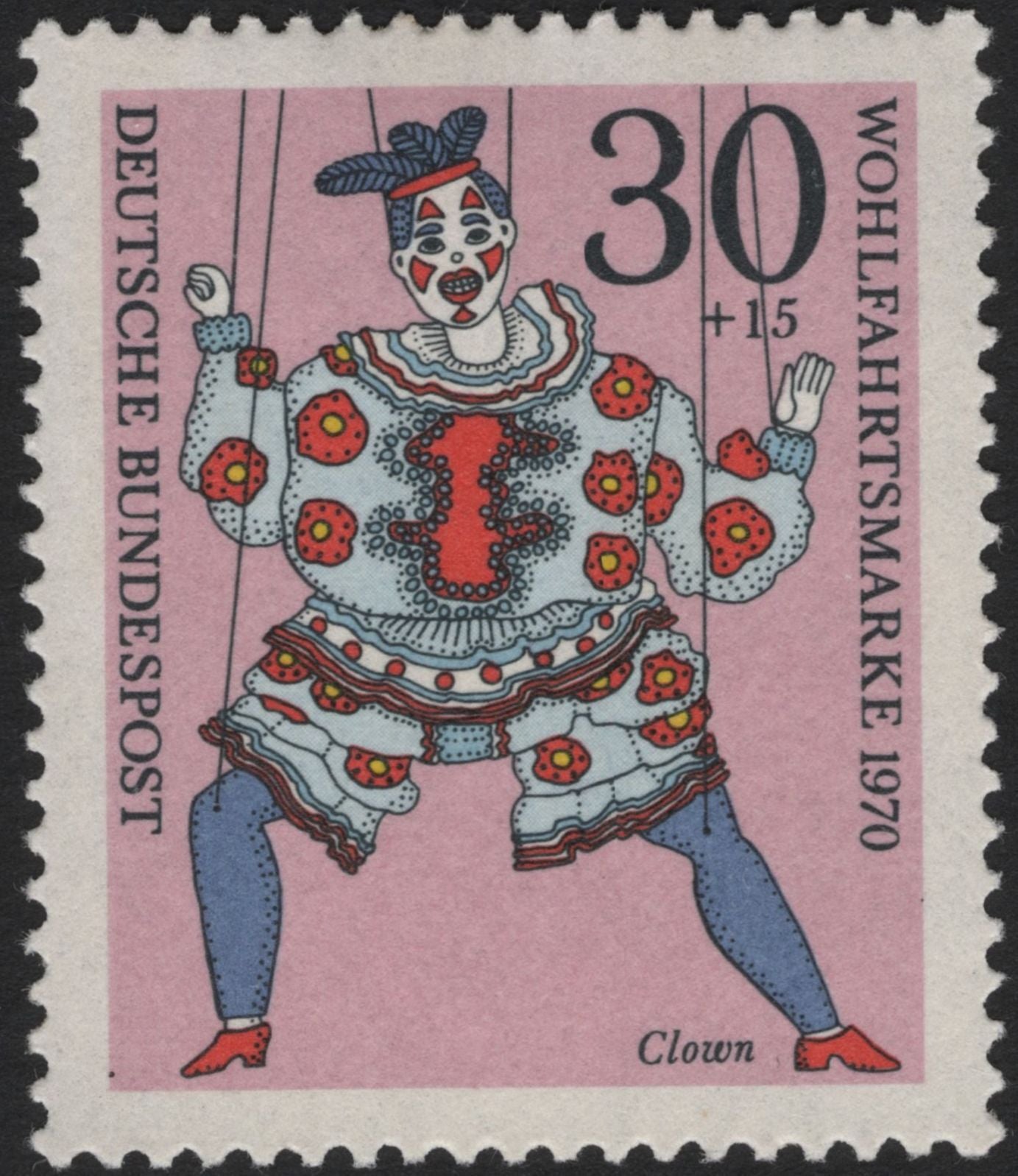 SCG5248 - Germany 1970 – Welfare Issue: Clown and Harlequin (Puppet Motifs)
