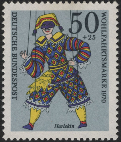 SCG5248 - Germany 1970 – Welfare Issue: Clown and Harlequin (Puppet Motifs)