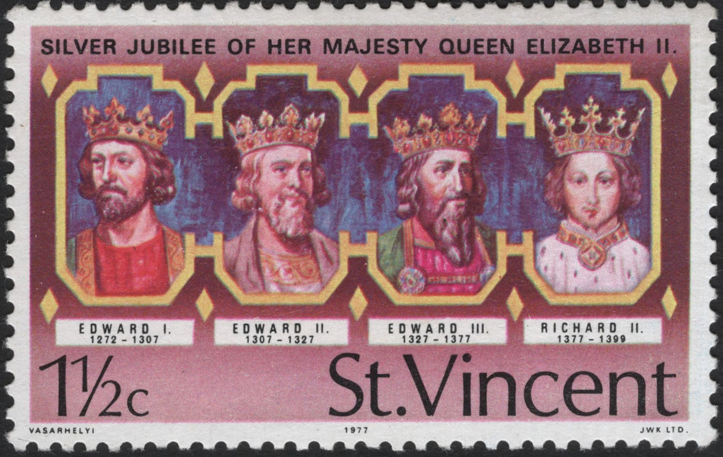 SCG5255 - St. Vincent 1977 – Silver Jubilee of Queen Elizabeth II (1½¢)