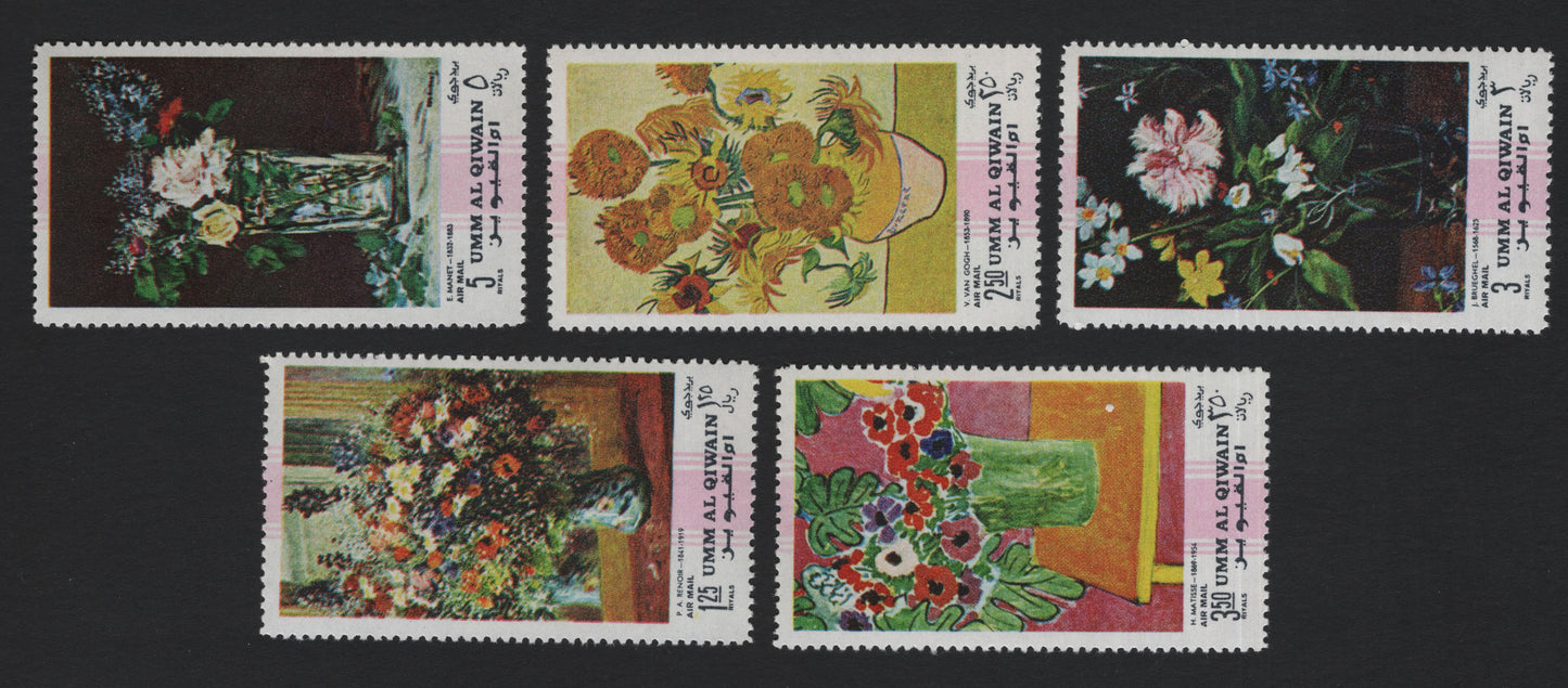 SCG5266 - Umm Al Qiwain – Famous Paintings of Flowers (Airmail Issue, 1970s)