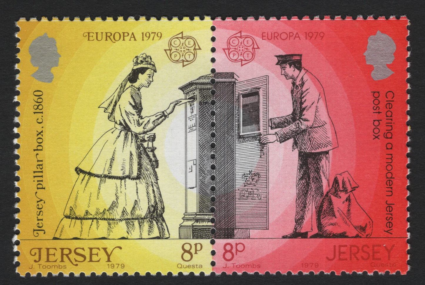 SCG5195 - Jersey 1979 Europa – Postal History (Pillar Box c.1860 & Modern Post Box, Se-tenant Pair)