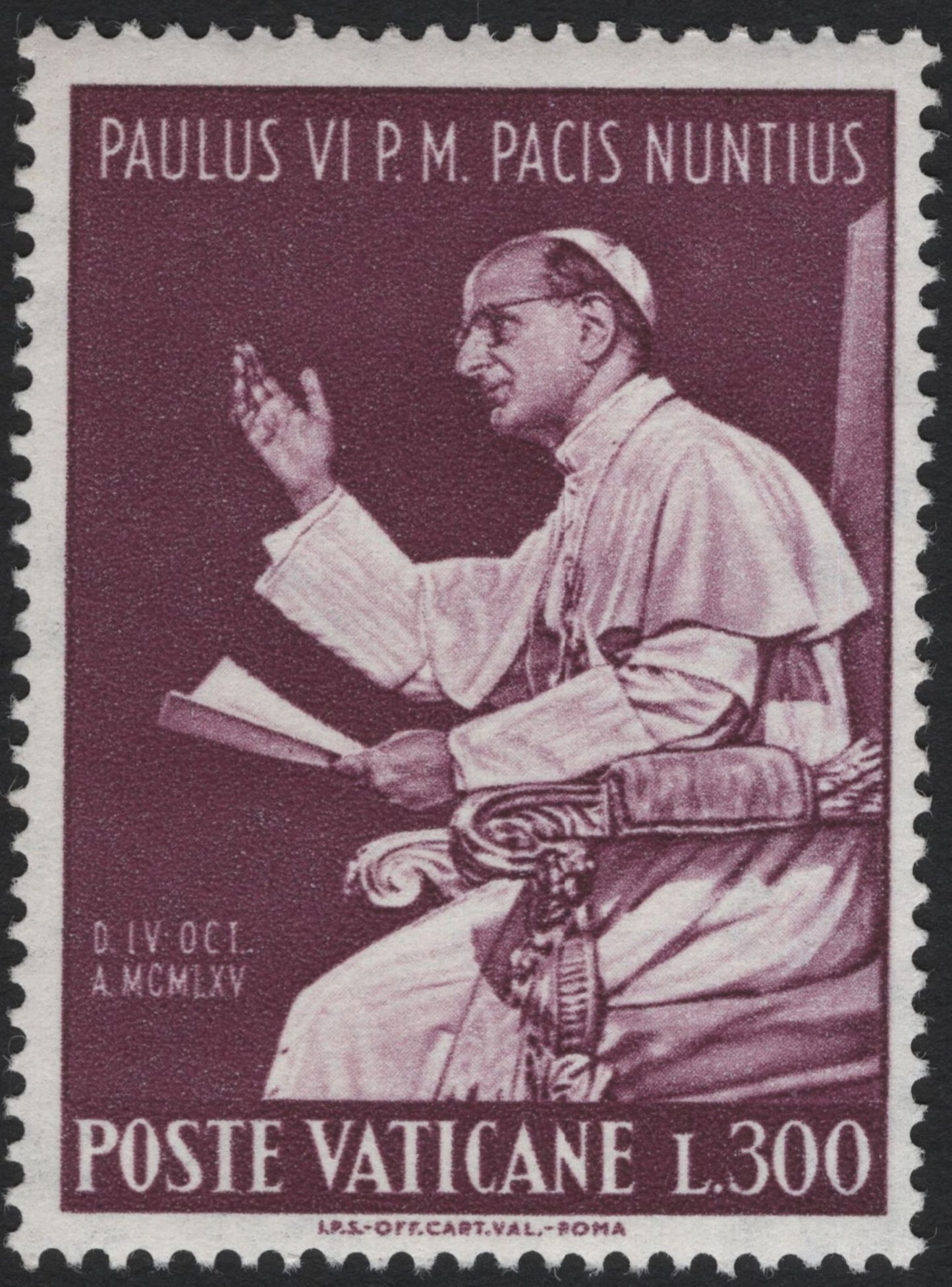 SCG5207 - Vatican City 1965 – Pope Paul VI “Messenger of Peace” Issue