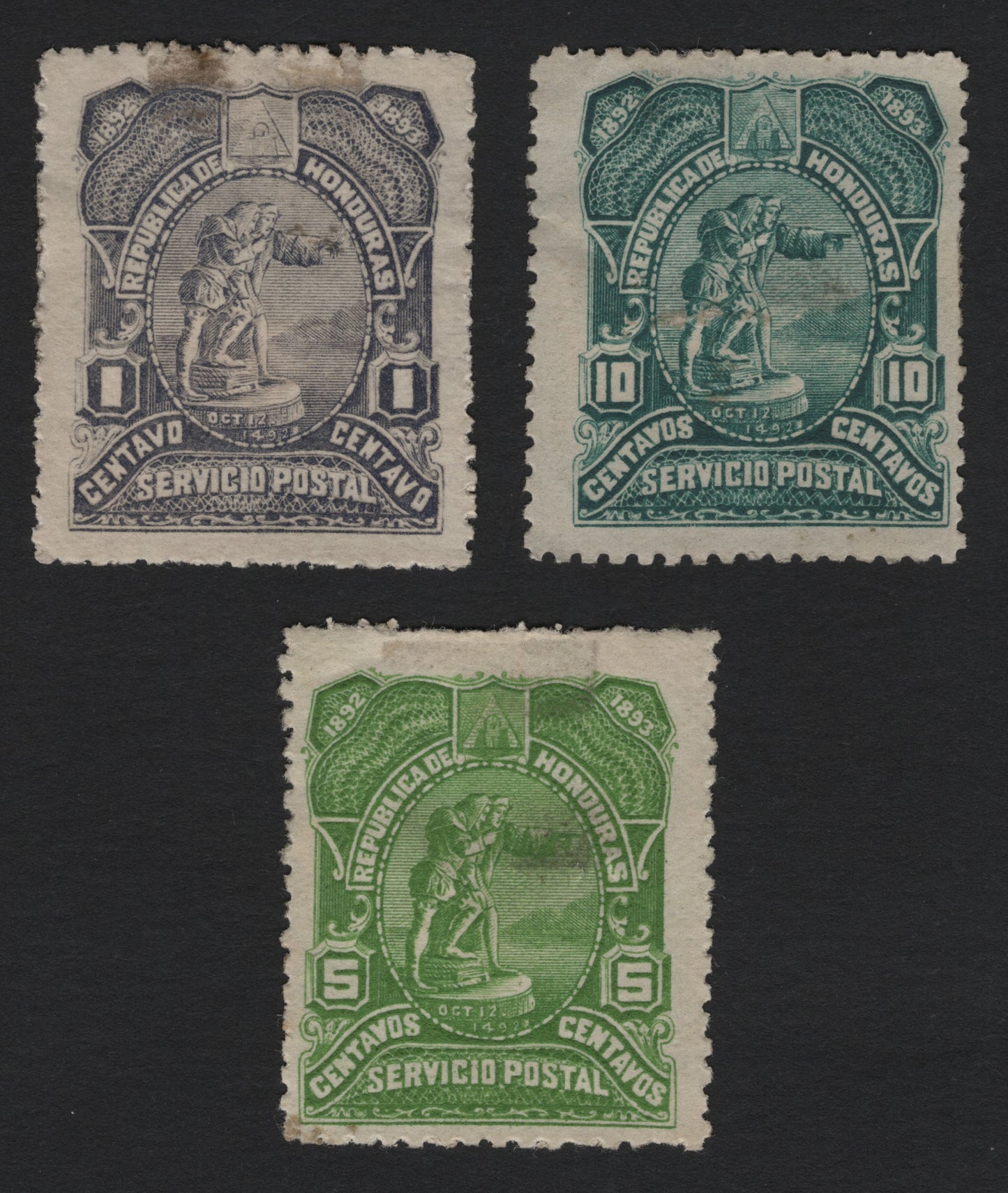 SCG5208 - Honduras 1892–1893 Columbus 400th Anniversary Issue – Postal Service Centavos