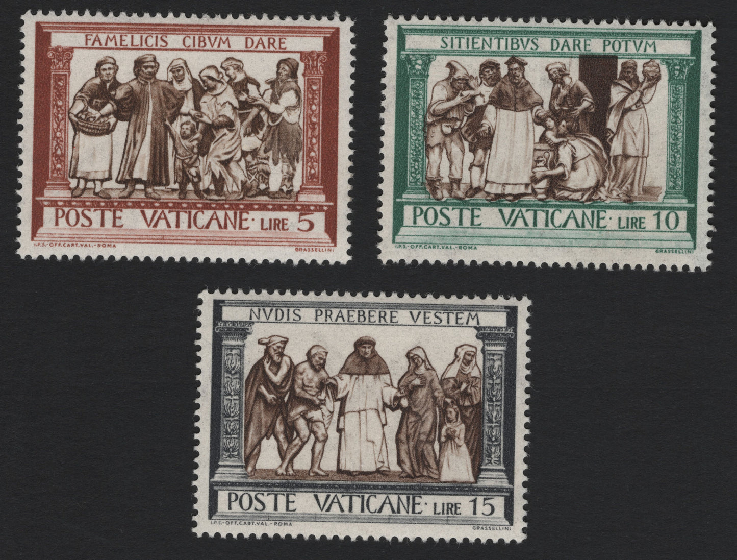 SCG5204 - Vatican City 1950 – Works of Mercy (Set of 3 Stamps)