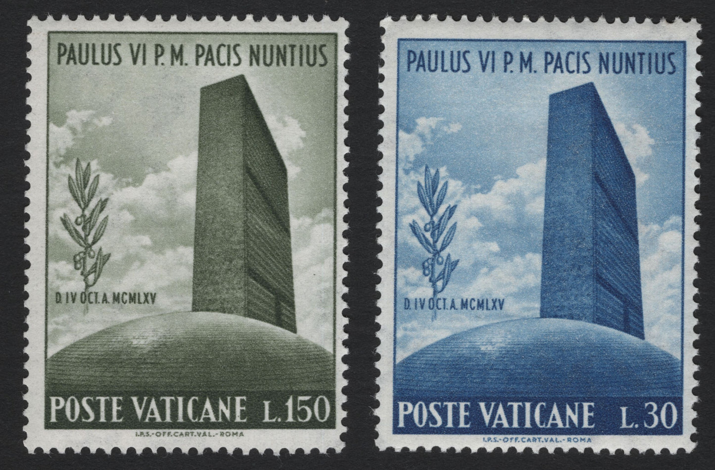 SCG5205 - Vatican City 1965 – Visit of Pope Paul VI to the United Nations (Set of 2)