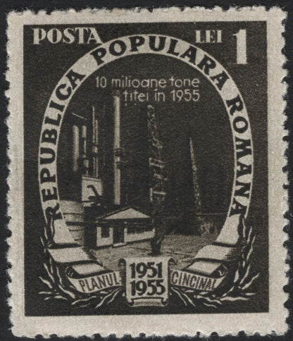 SCG5210 - Romania 1951–1955 Five-Year Plan Stamps – Industry and Energy Development