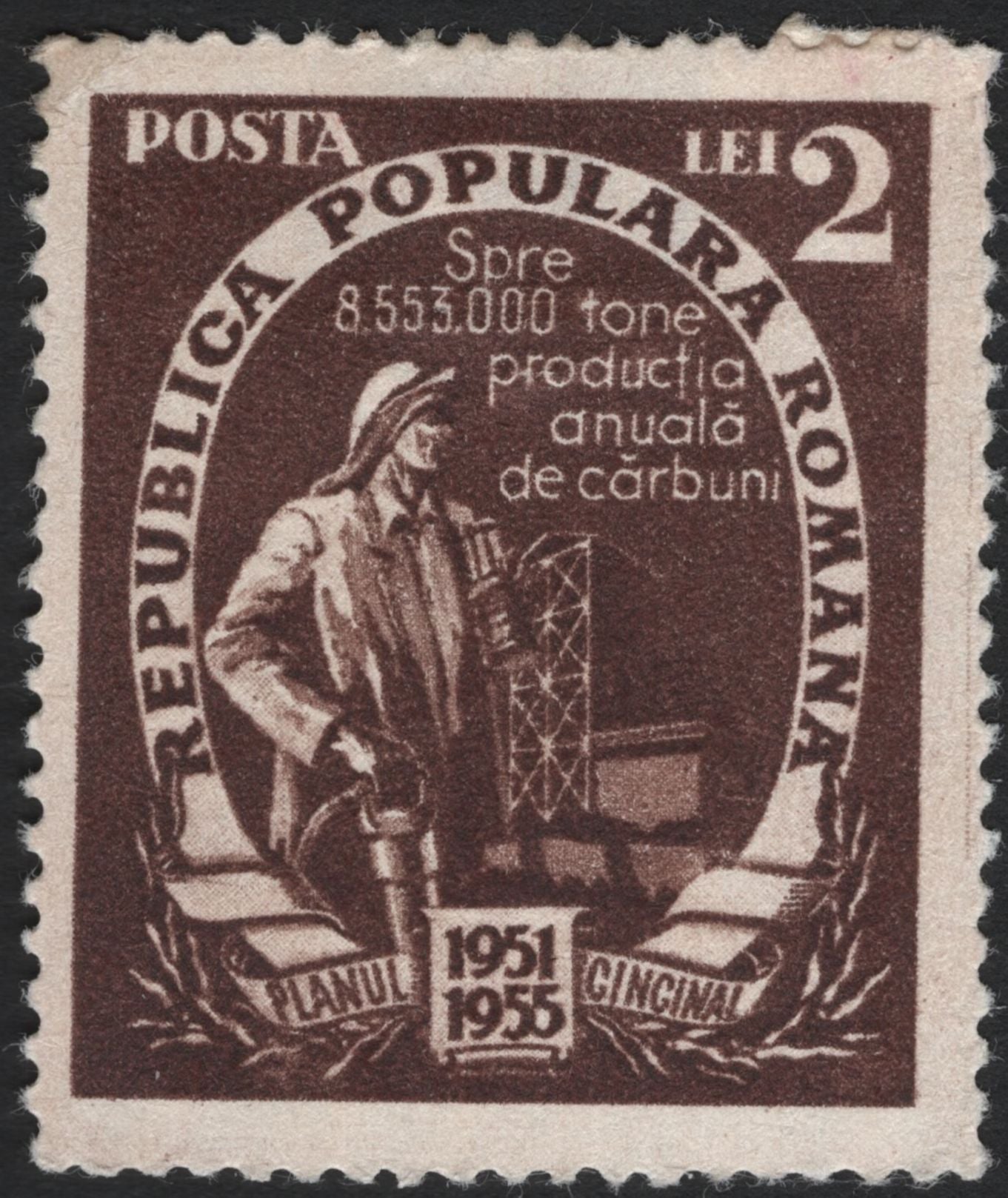 SCG5210 - Romania 1951–1955 Five-Year Plan Stamps – Industry and Energy Development