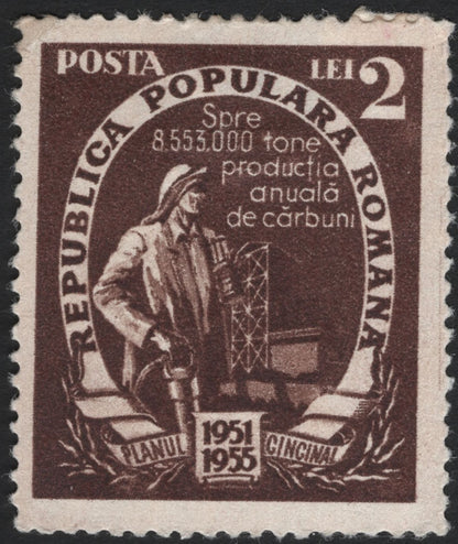 SCG5210 - Romania 1951–1955 Five-Year Plan Stamps – Industry and Energy Development