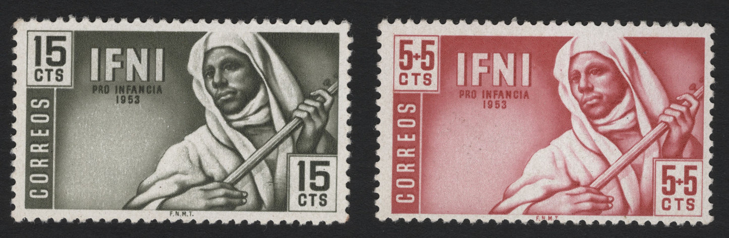 SCG5212 - Ifni 1953 "Pro Infancia" Charity Stamps – Man with Staff