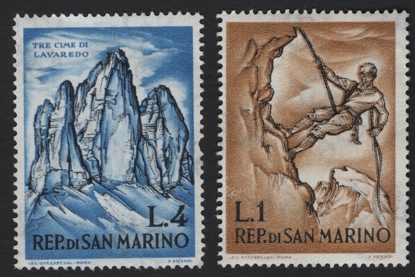 SCG5219 - San Marino 1950s – Mountaineering & Tre Cime di Lavaredo Stamps