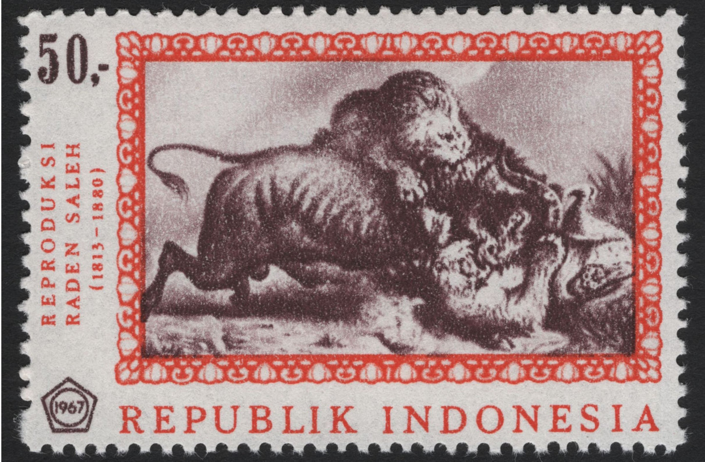 SCG5216 - Indonesia 1967 – Paintings of Raden Saleh (Animal Scenes)