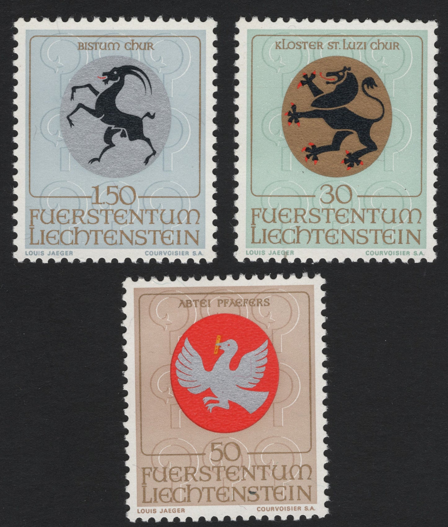 SCG5329 - Liechtenstein 1969 Monastery and Abbey Arms Stamps