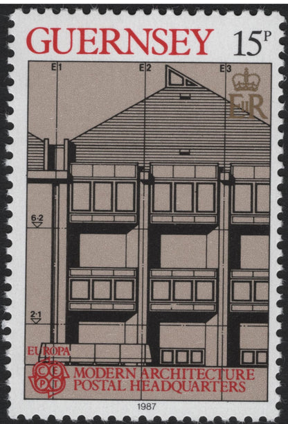 SCG5303 - Guernsey 1987 – Europa Modern Architecture: Postal Headquarters (Set of 2, 15p)