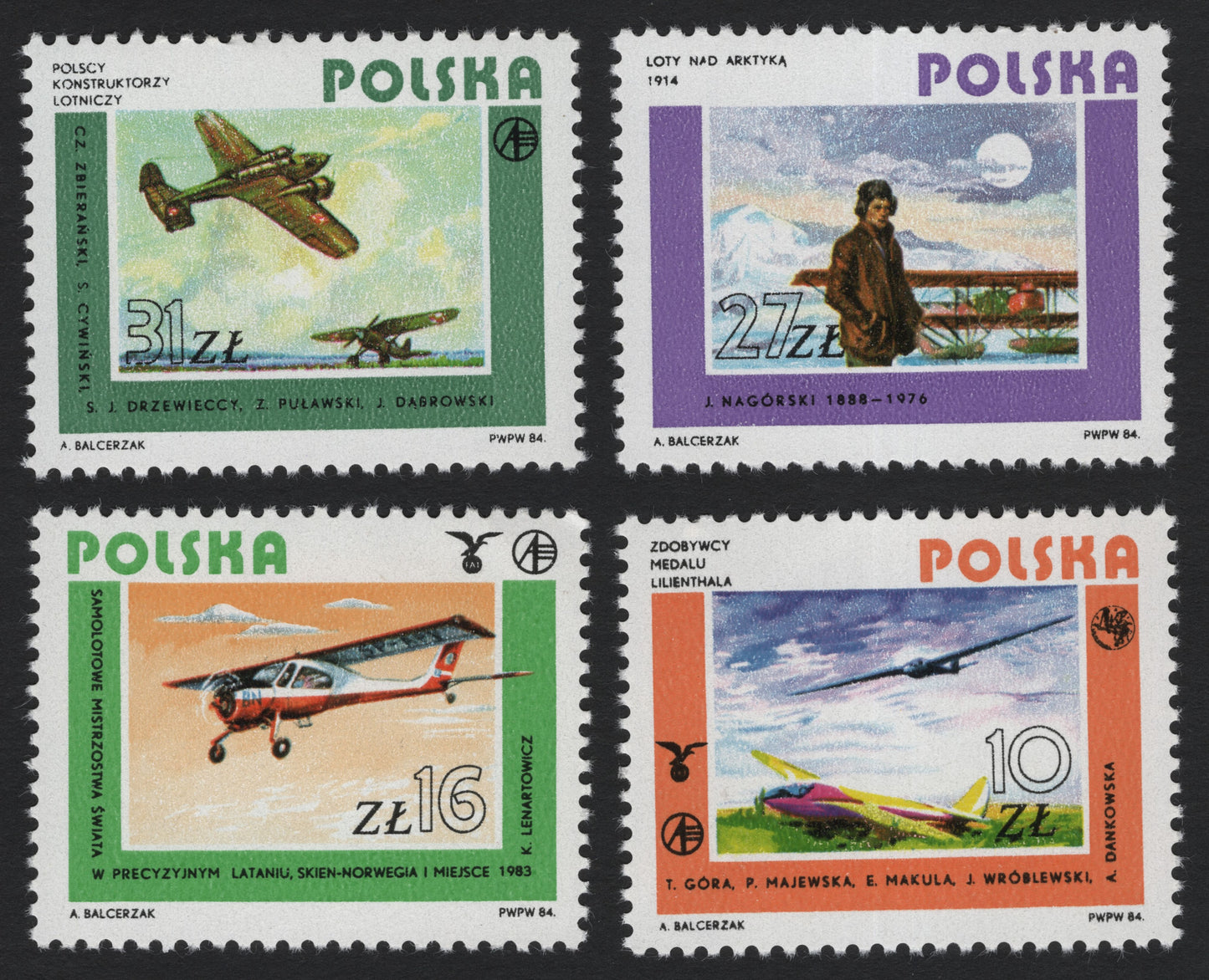 SCG5304 - Poland 1984 – Aviation Pioneers and Achievements (Set of 4)