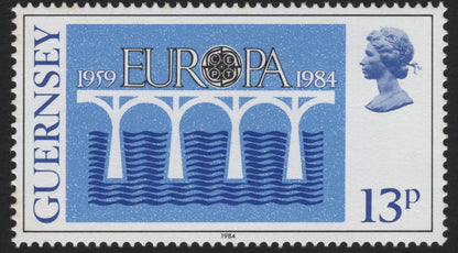 SCG5299 - Guernsey 1984 Europa Stamps – Bridge Design (13p & 20½p)