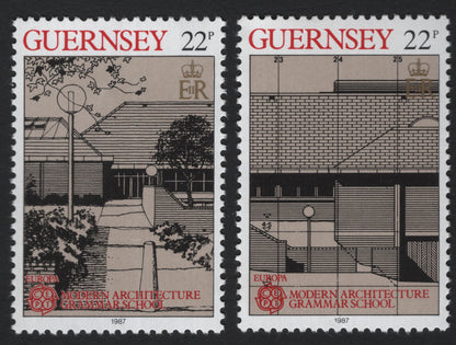 SCG5300 - Guernsey 1987 – Europa: Modern Architecture, Grammar School (22p Pair)