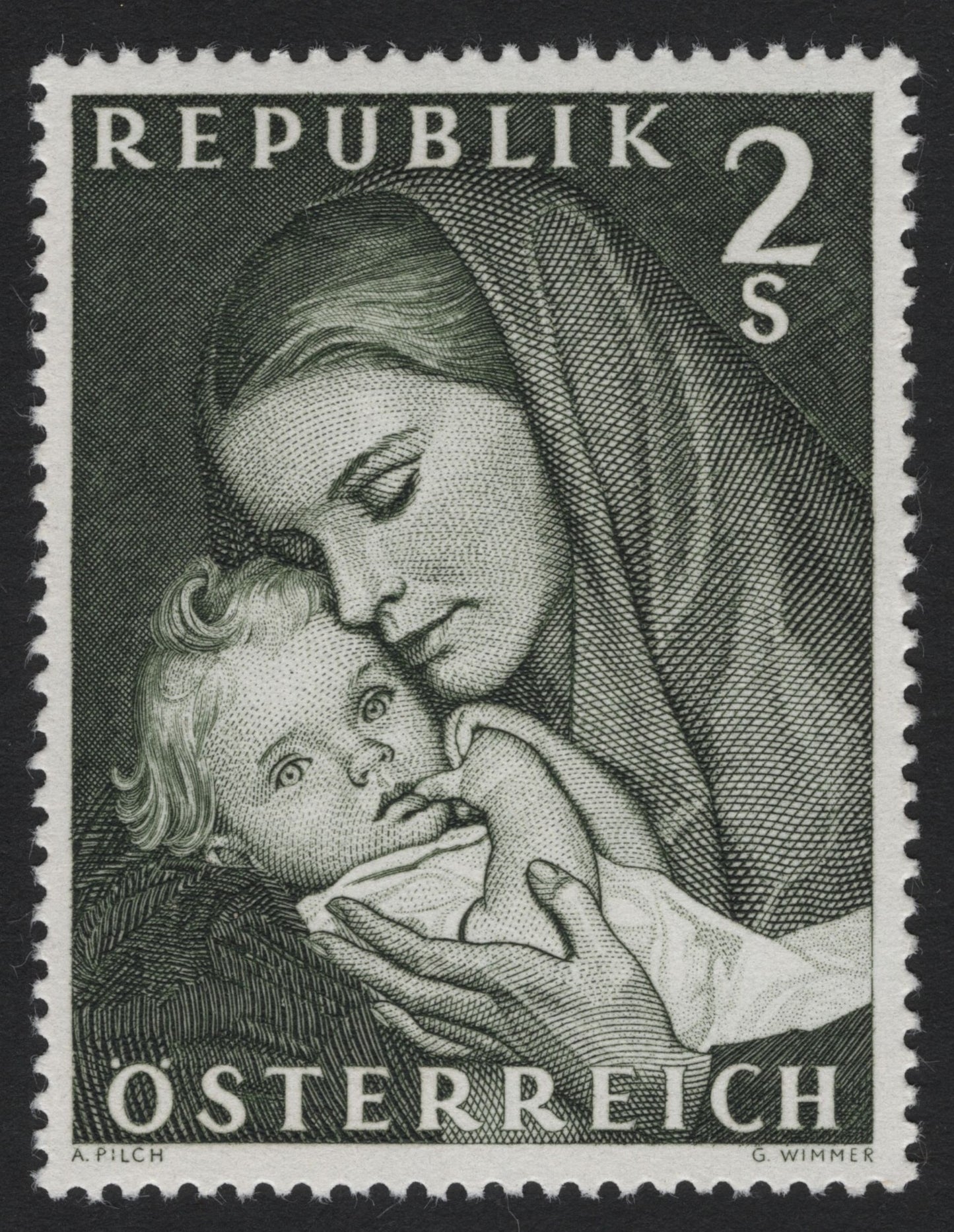 SCG5365 - Austria 1957 – Mother and Child 2s Stamp