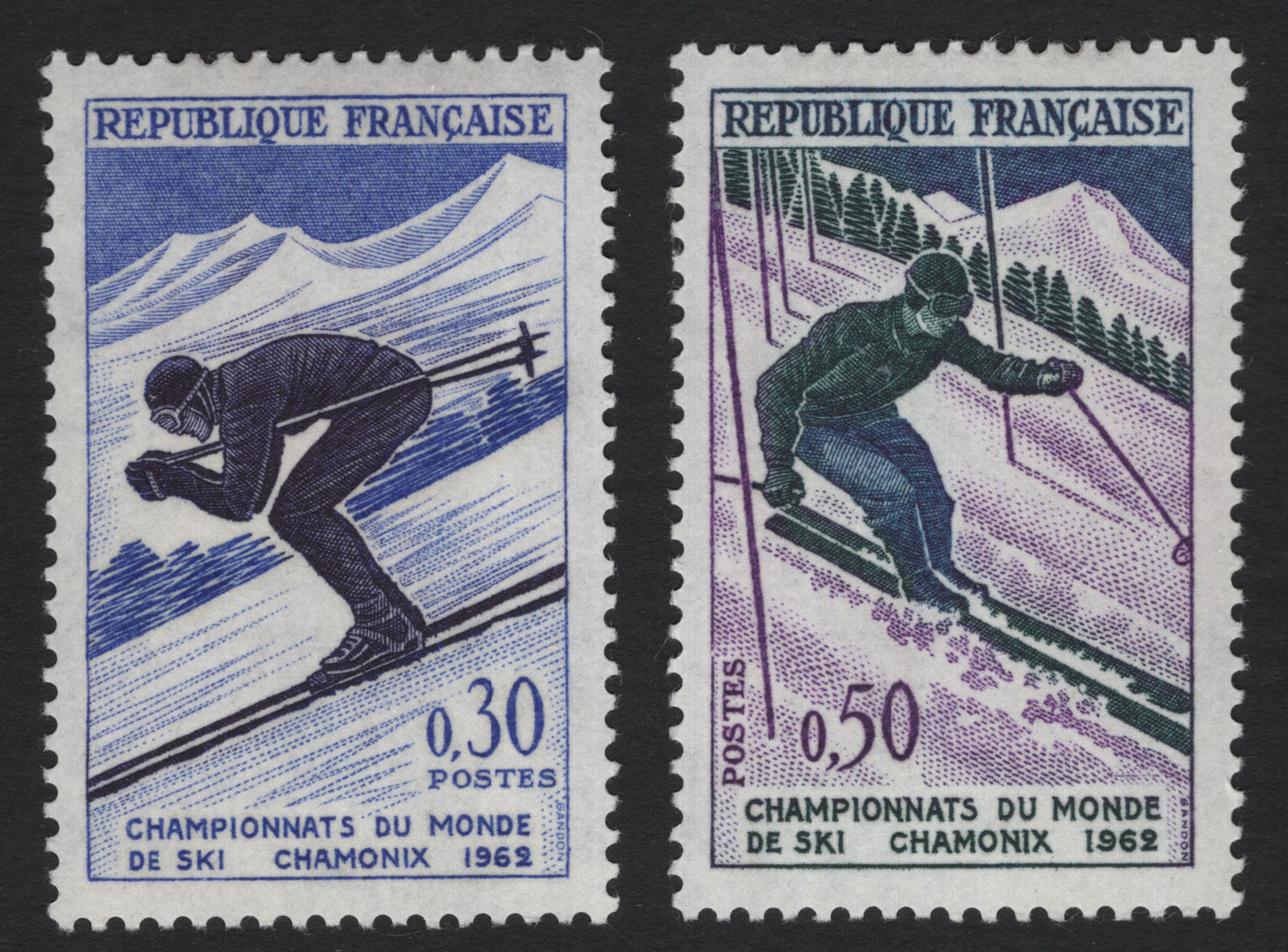 SCG5325 - France 1962 Chamonix Ski World Championships Stamps