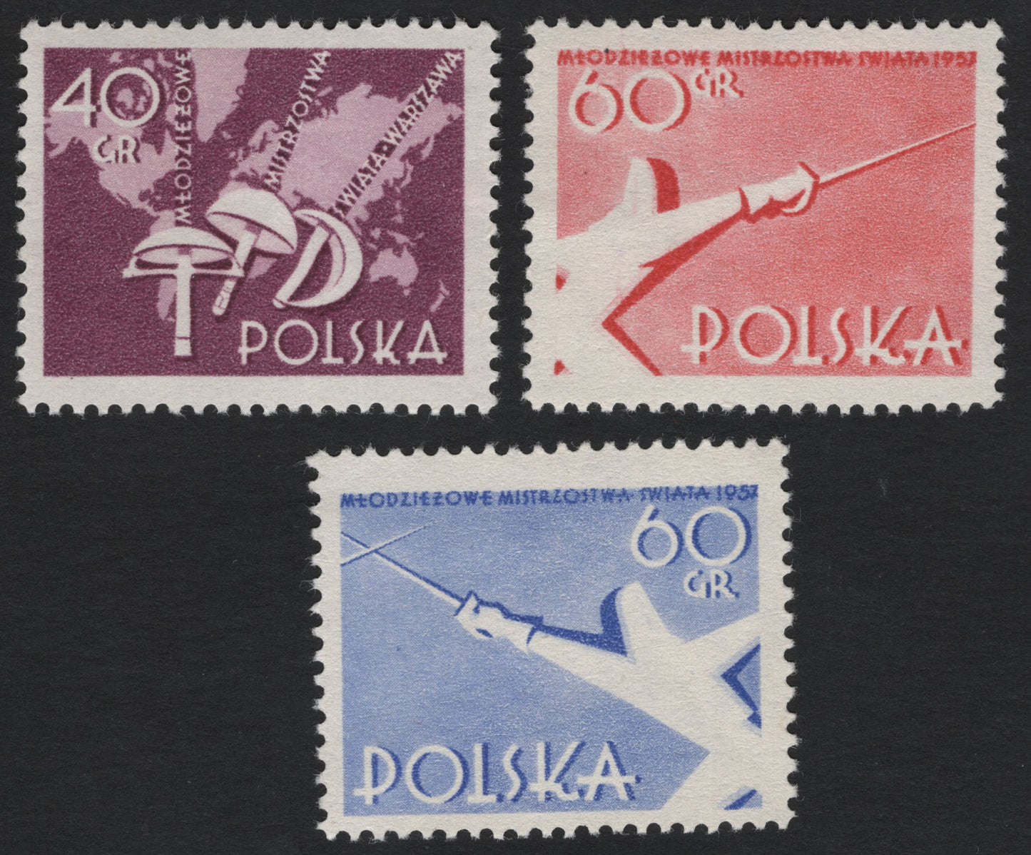 SCG5395 - Poland 1959 Youth World Fencing Championships Stamps