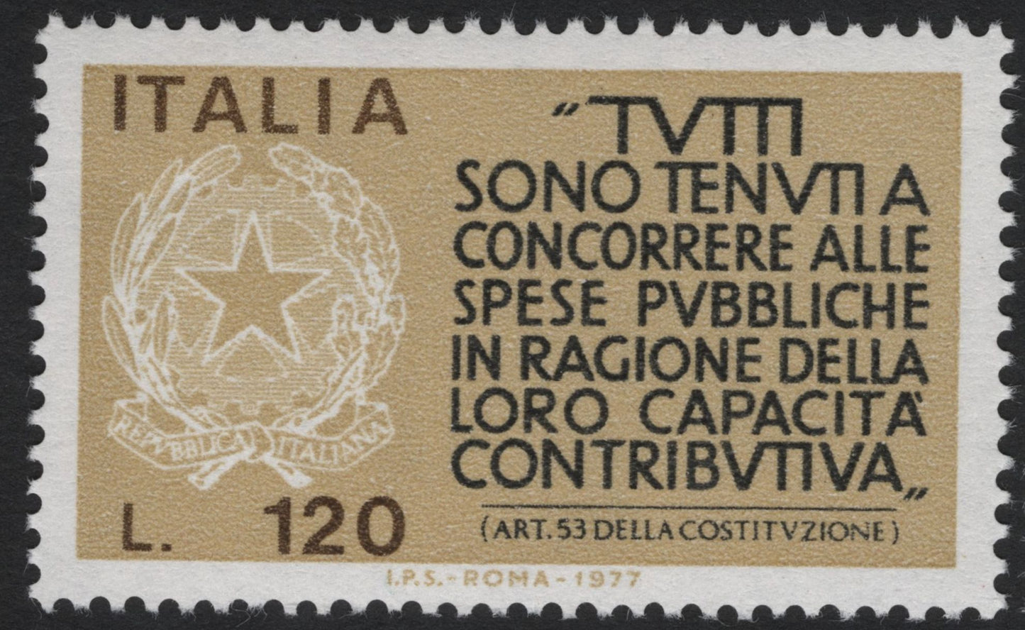 SCG5399 - Italy 1977 – Constitutional Article 53 Definitive Stamps (L.120 & L.170)