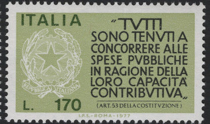 SCG5399 - Italy 1977 – Constitutional Article 53 Definitive Stamps (L.120 & L.170)