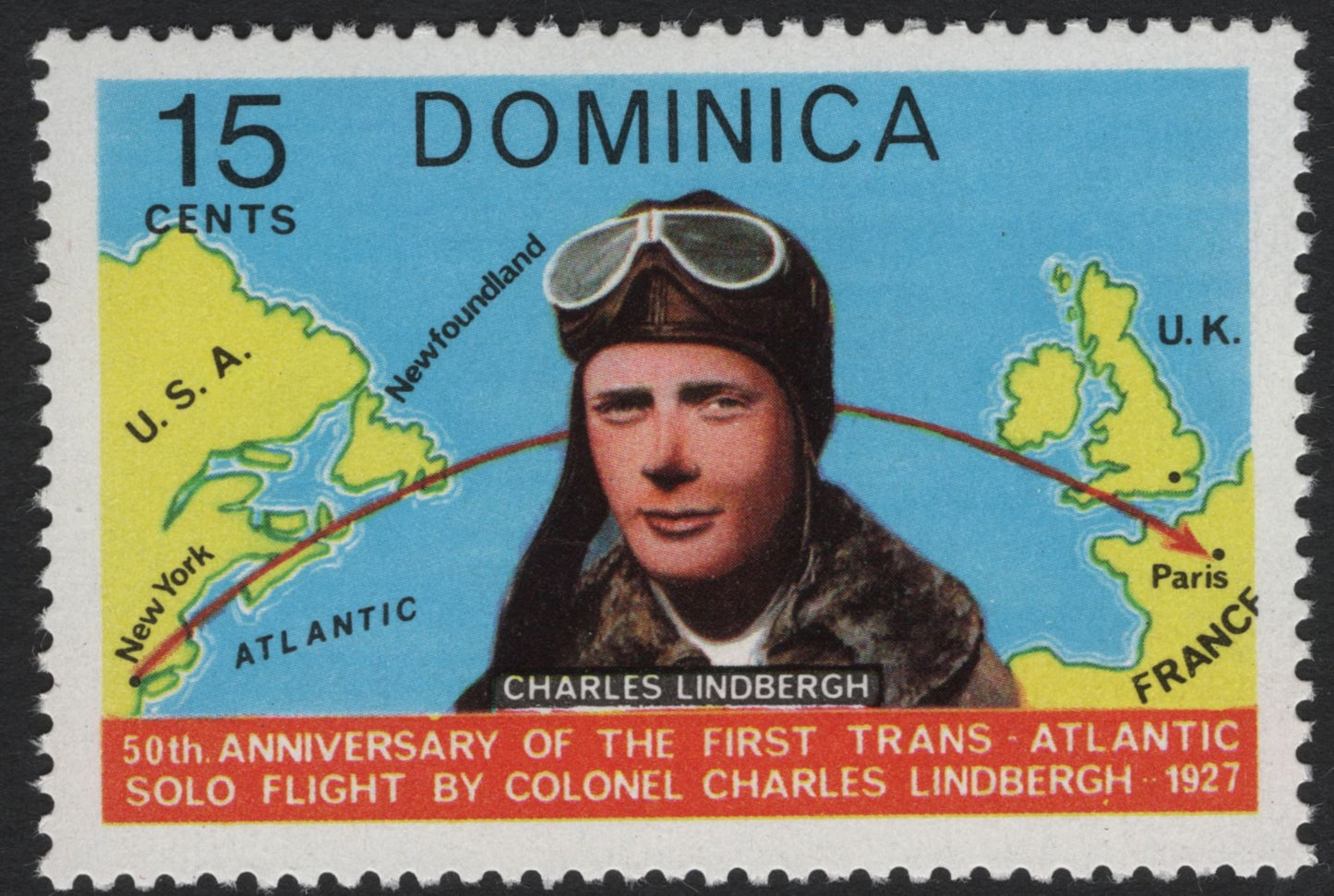 SCG5400 - Dominica – 50th Anniversary of Charles Lindbergh’s First Solo Trans-Atlantic Flight (1927–1977)