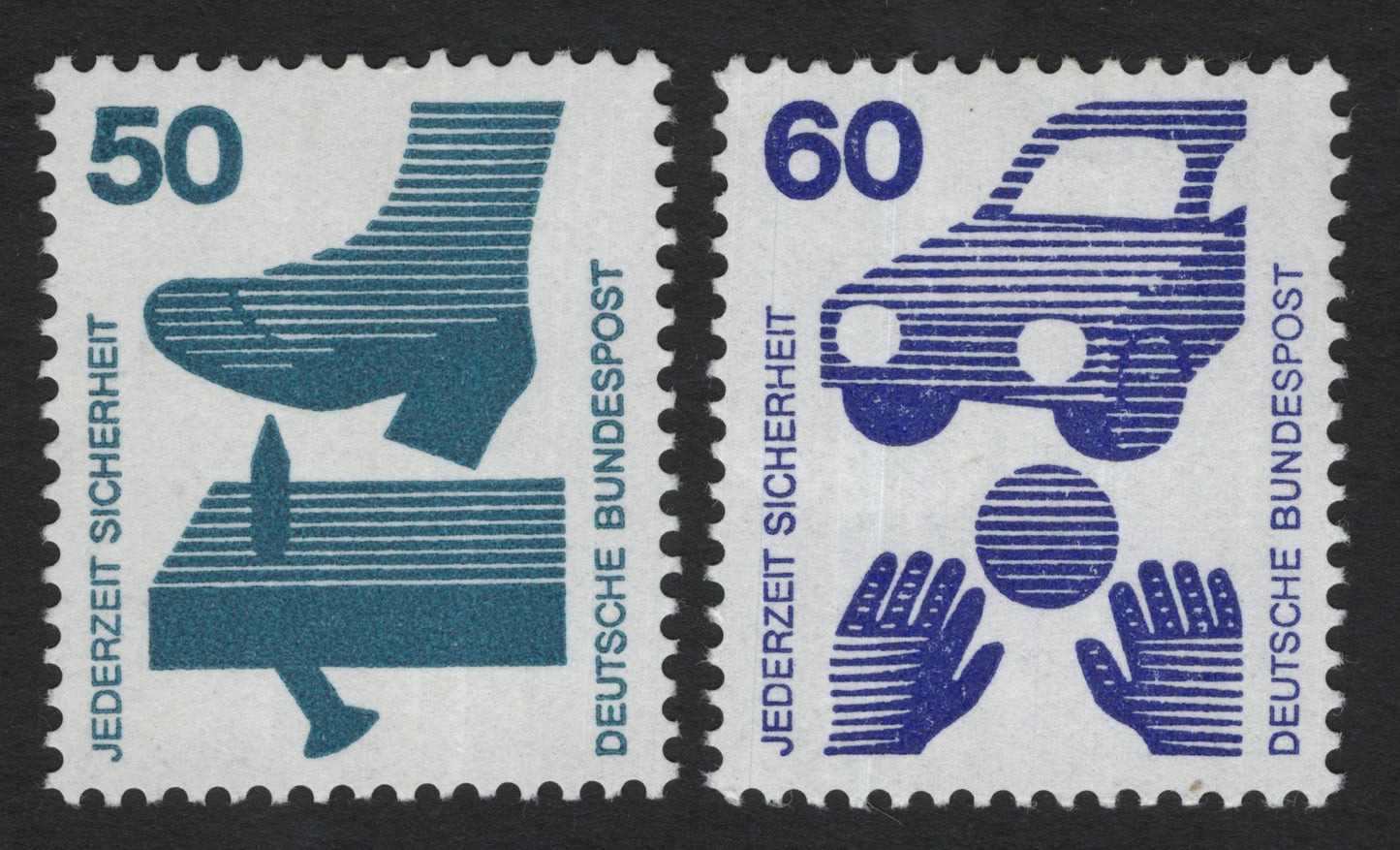 SCG5401 - Germany 1971 – “Safety at All Times” (Worker & Road Safety Stamps)