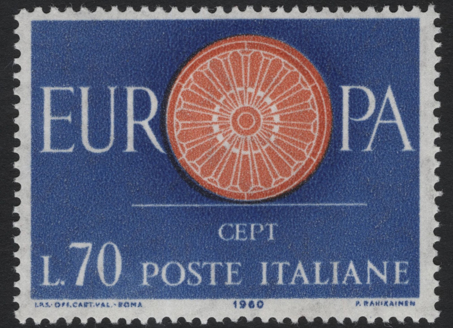 SCG5411 - Italy 1960 Europa CEPT Stamps – "Wheel of Unity" (L.30 & L.70)