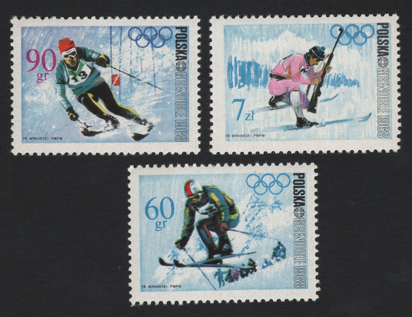 SCG5406 - Poland 1968 Grenoble Winter Olympics Stamps