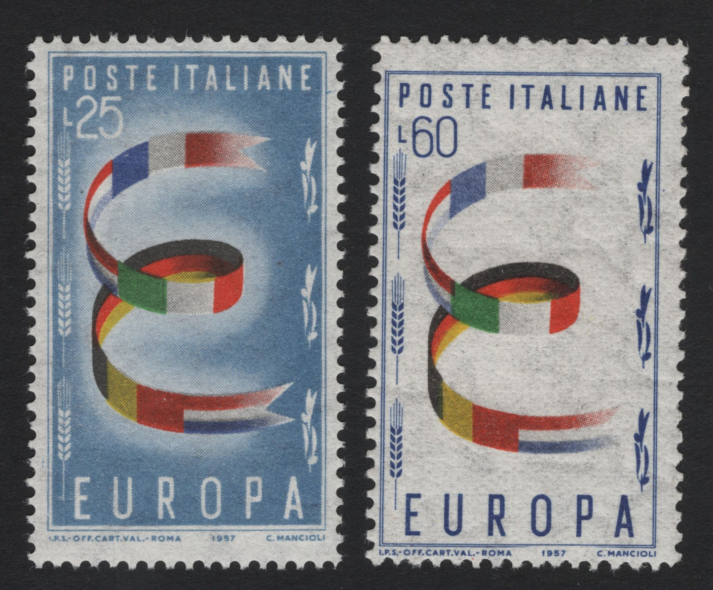 SCG5407 - Italy 1957 Europa Stamps – Unity Ribbon Design