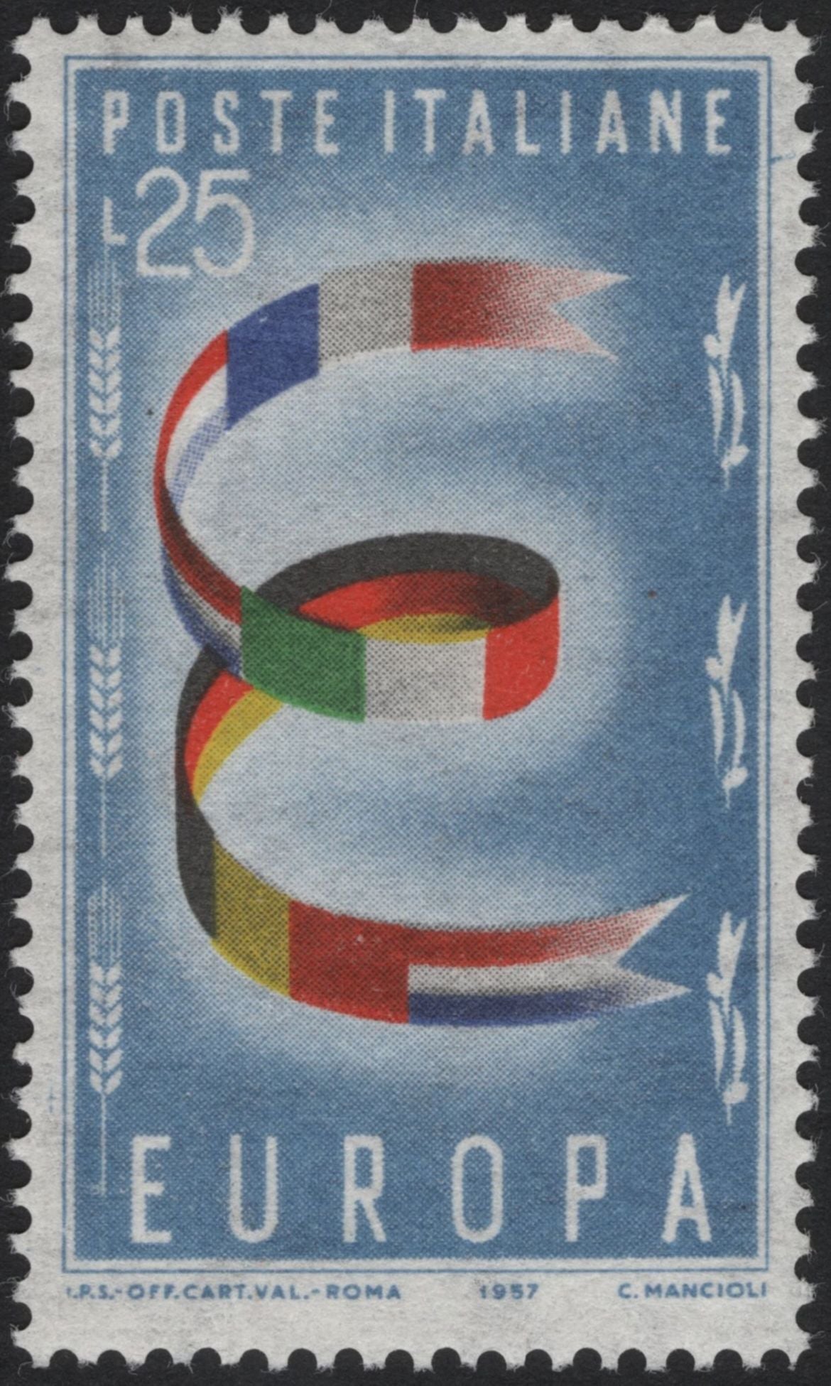 SCG5407 - Italy 1957 Europa Stamps – Unity Ribbon Design