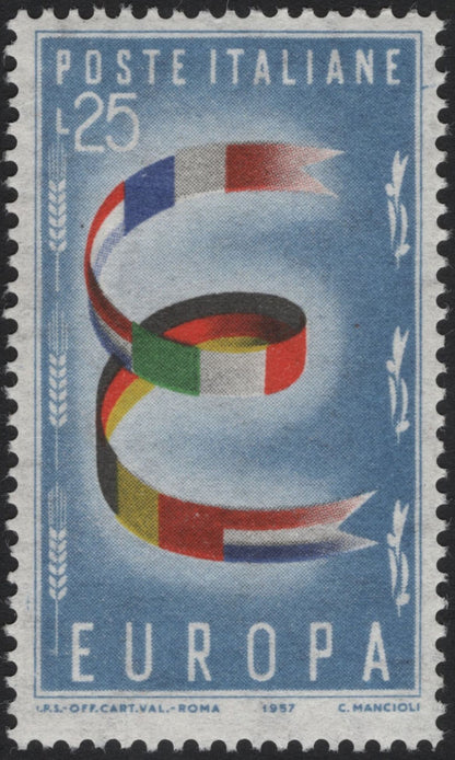 SCG5407 - Italy 1957 Europa Stamps – Unity Ribbon Design