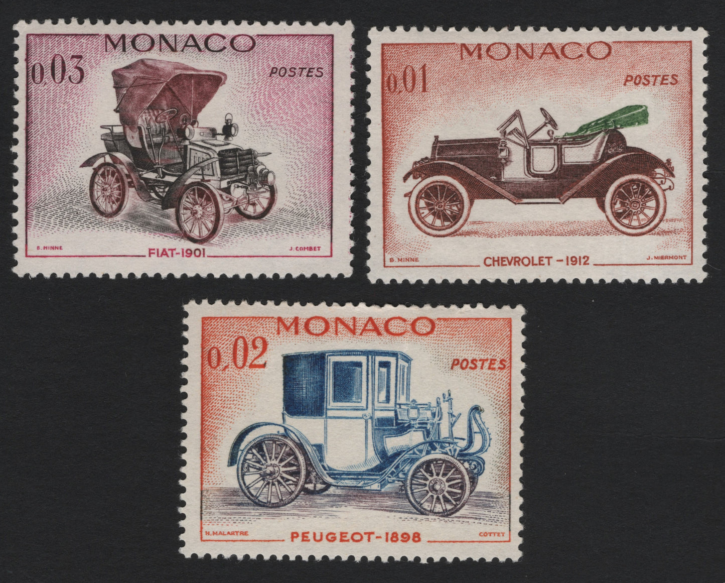 SCG5412 - Monaco 1960s – Vintage Automobiles Series (Peugeot, Fiat & Chevrolet)