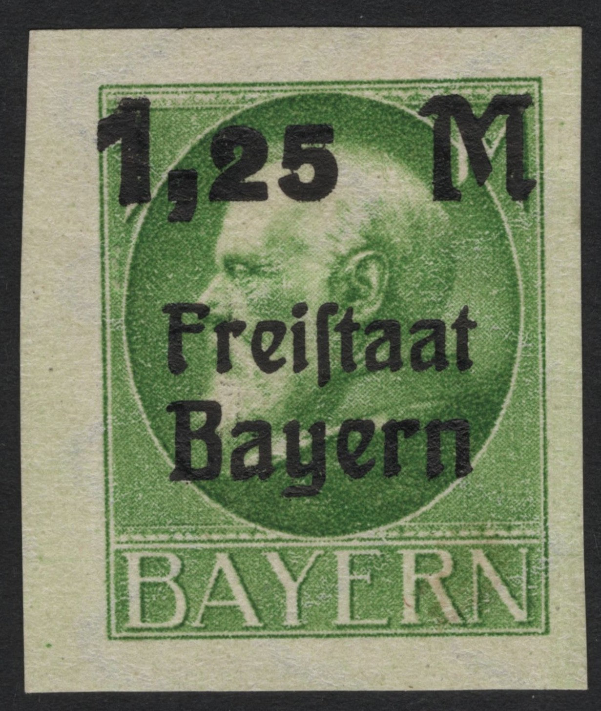 SCG5467 - Bavaria 1919 “Freistaat Bayern” 1.25 Mark Overprint