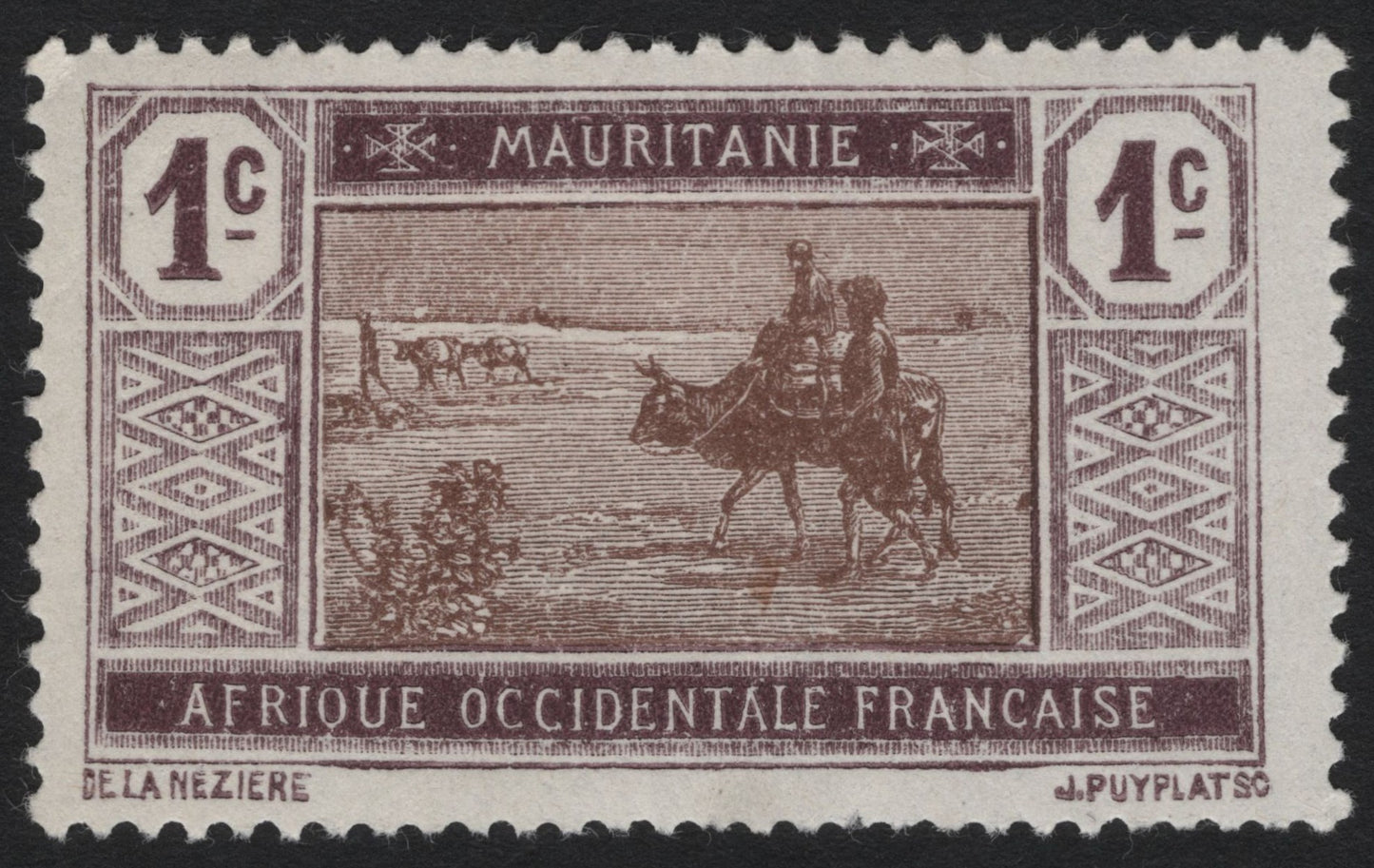 SCG5423 - Mauritania 1 Centime – French West Africa Issue (Colonial Scene)