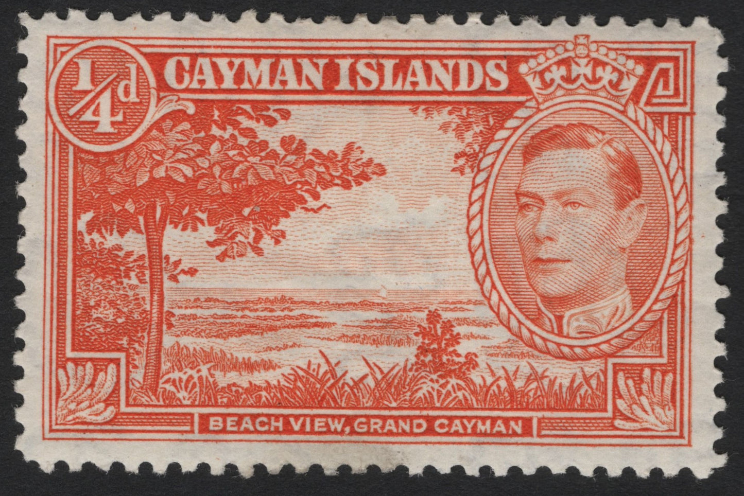 SCG5436 - Cayman Islands 1938 – ¼d King George VI “Beach View, Grand Cayman”