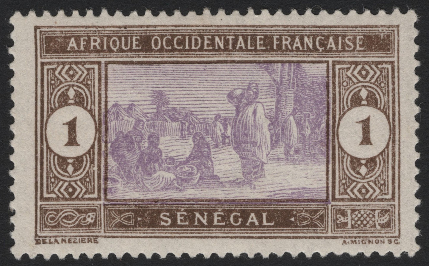 SCG5439 - Senegal 1c Village Scene – French West Africa (Colonial Issue)