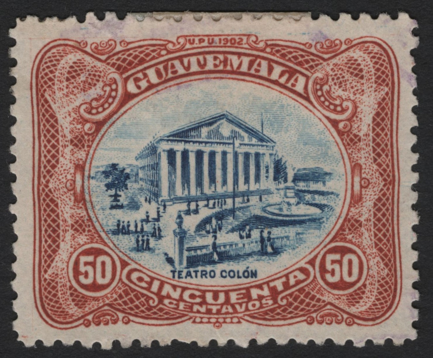 SCG5452 - Guatemala 1902 “Teatro Colón” 50 Centavos – UPU Issue