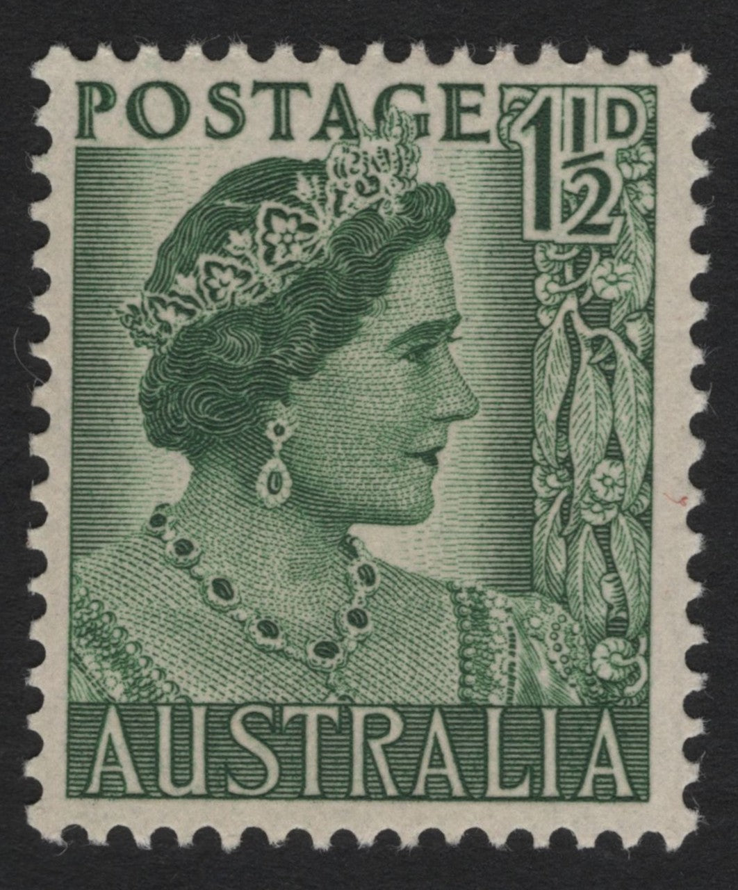 SCG5474 - Australia 1½d Queen Elizabeth II Definitive (Green, 1950s Issue)
