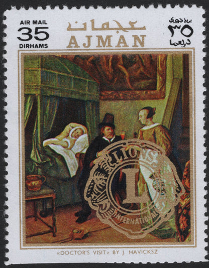 SCG5378 - Ajman Airmail – Historic Medical Scenes (Lions International Overprint)