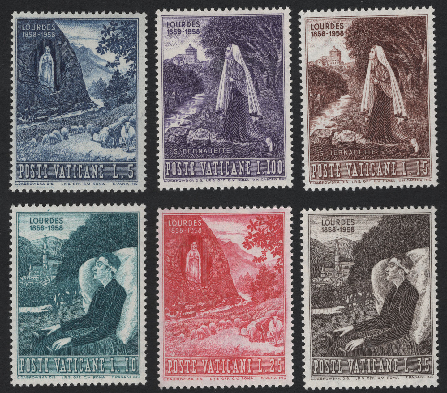 SCG5503 - Vatican City 1958 – Lourdes Centenary Commemorative Set