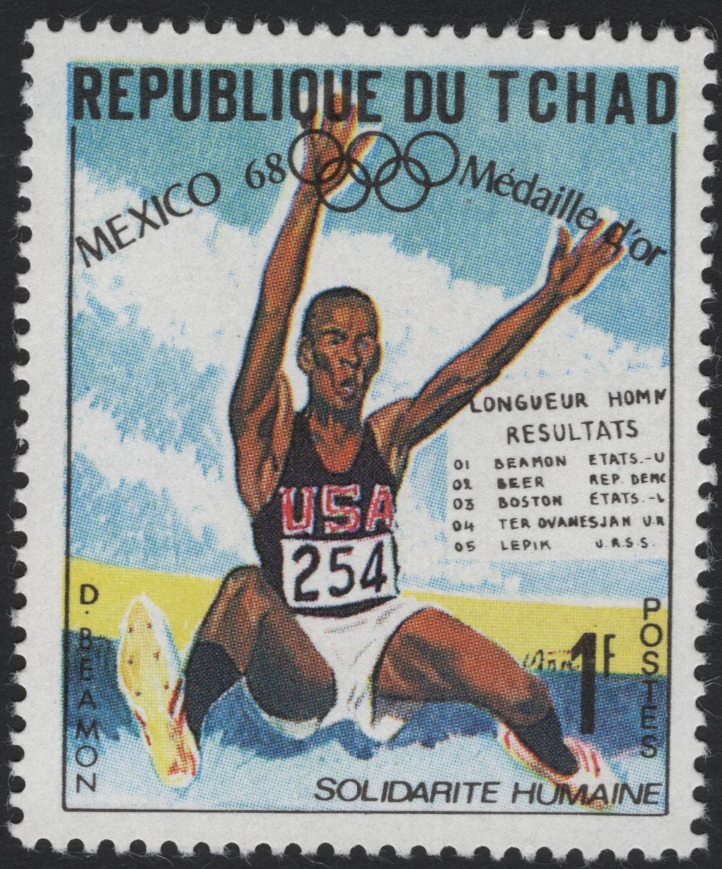SCG5509 - Chad 1968 Mexico Olympic Gold Medal Winners – Gymnastics, Long Jump & High Jump