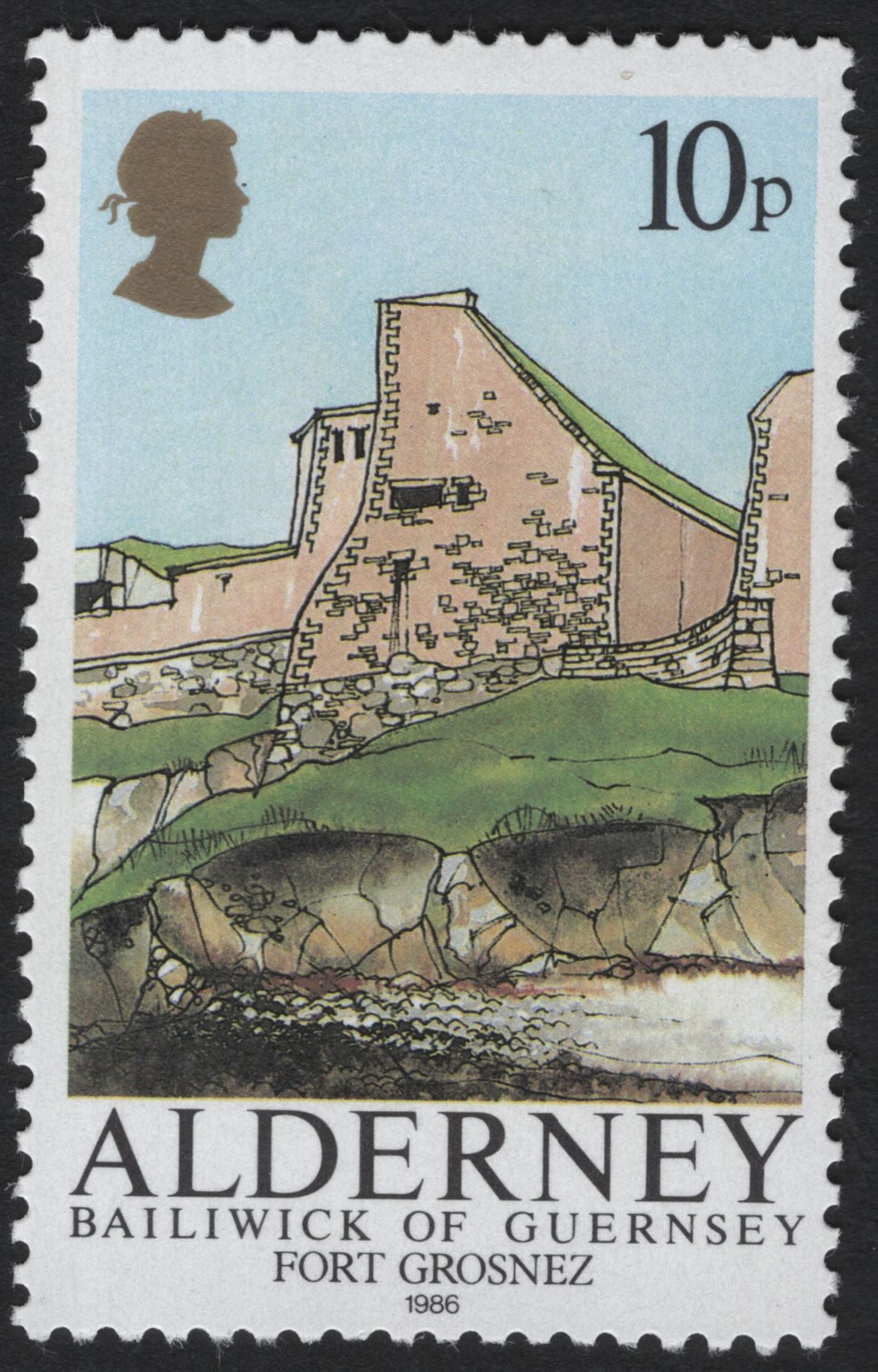SCG5490 - Alderney 1986 Forts Definitive Set – Bailiwick of Guernsey