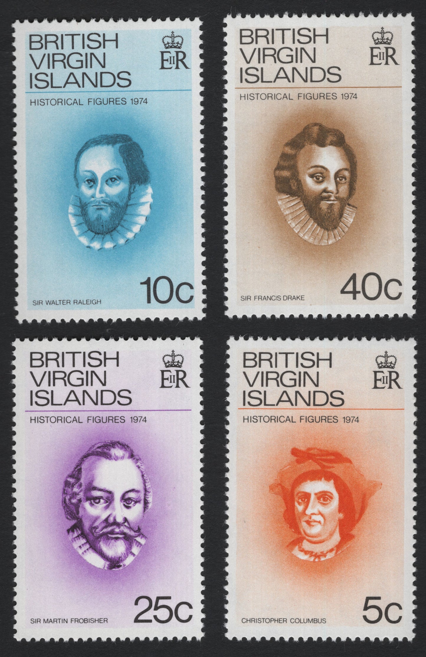 SCG5544 - Philatelic Entry — British Virgin Islands 1974 “Historical Figures” Set