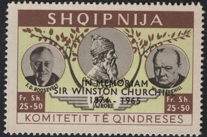 SCG5552 - Albania 1952 “Committee of Resistance” Airmail Issue – Roosevelt, Skanderbeg & Churchill