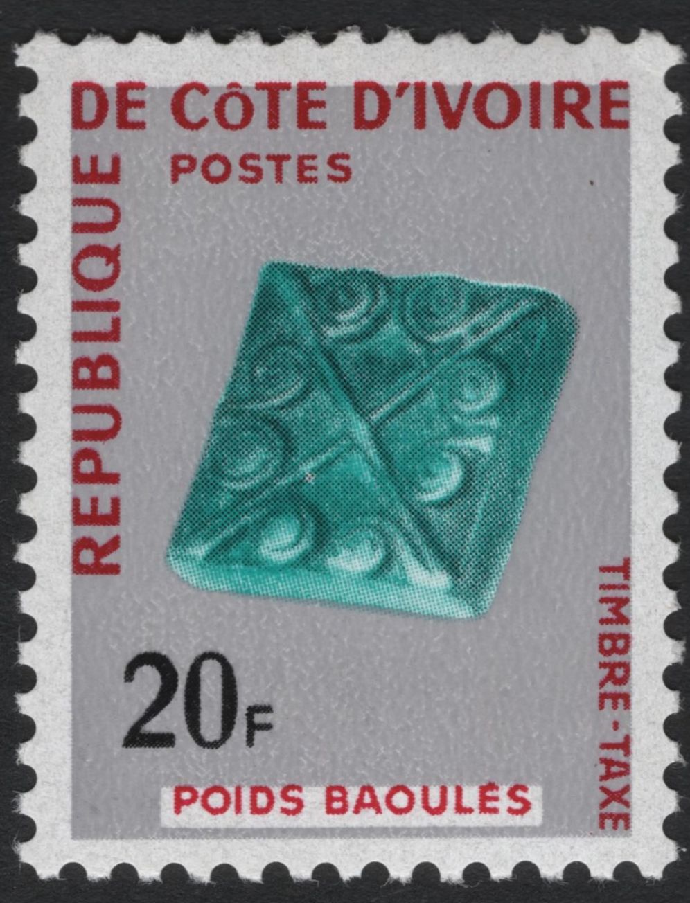 SCG5555 - Côte d’Ivoire 1960s Baoulé Gold Weight Postage Due Set
