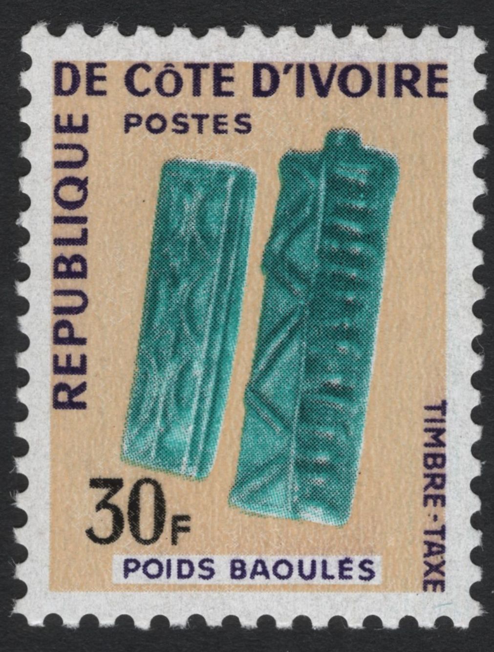SCG5555 - Côte d’Ivoire 1960s Baoulé Gold Weight Postage Due Set